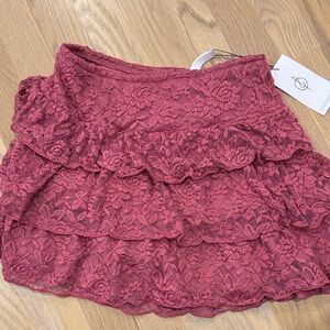 Elegant Lace Tiered Skirt - Pink